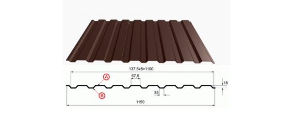 Профнастил коричневый оцинкованный  RAL 8017 С-20 купить недорого в Одинцово