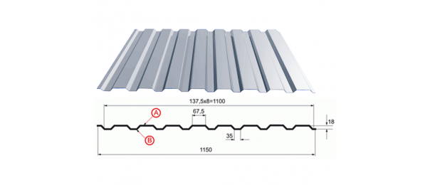 Профнастил оцинкованный С-20 1100x3000 купить недорого в Одинцово